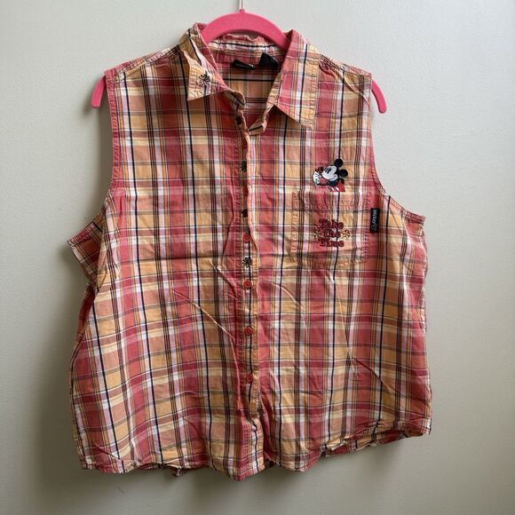 Disney Unlimited Jerry Leigh Sleeveless Button Up Shirt Women Take The Time XL - Picture 1 of 4